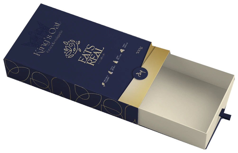 Granola salgada premium — King’s Oat, mockup de embalagem